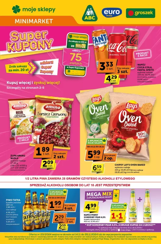 Groszek - gazetka promocyjna Gazetka Minimarket od czwartku 14.11 do wtorku 26.11