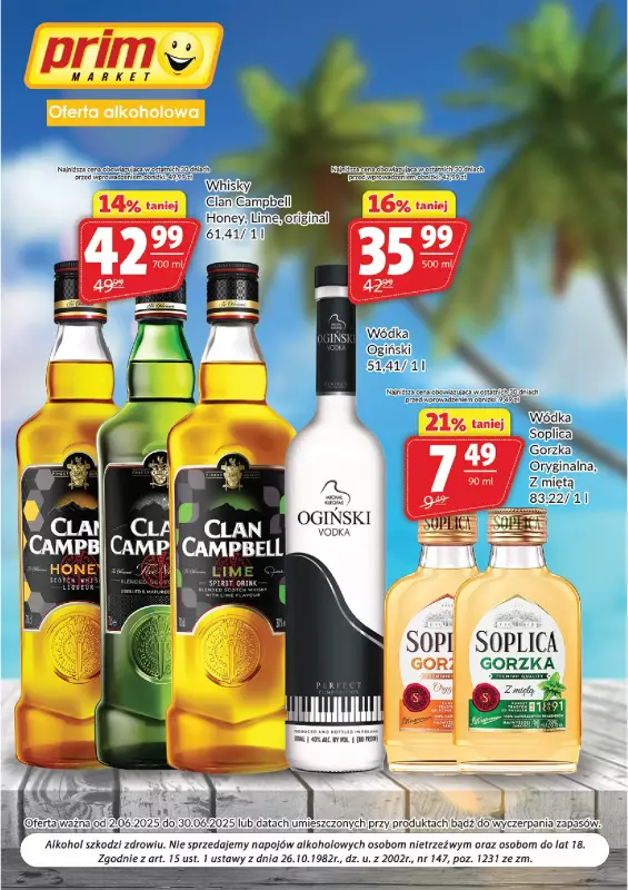 Prim Market - gazetka promocyjna Oferta alkoholowa  do poniedziałku 30.06