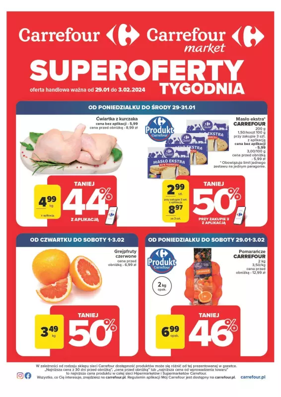 Carrefour Market - gazetka promocyjna Gazetka Superoferty tygodnia od poniedziałku 29.01 do soboty 03.02