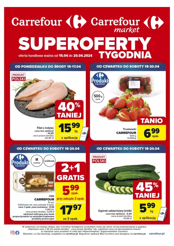 Carrefour Market - gazetka promocyjna Gazetka Superoferty tygodnia od poniedziałku 15.04 do soboty 20.04
