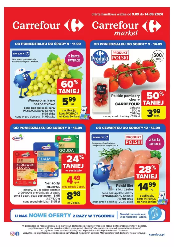 Carrefour Market - gazetka promocyjna Gazetka Superoferty tygodnia od poniedziałku 09.09 do soboty 14.09