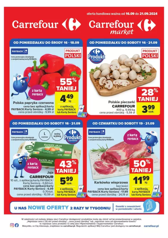 Carrefour Market - gazetka promocyjna Gazetka Superoferty tygodnia od poniedziałku 16.09 do soboty 21.09