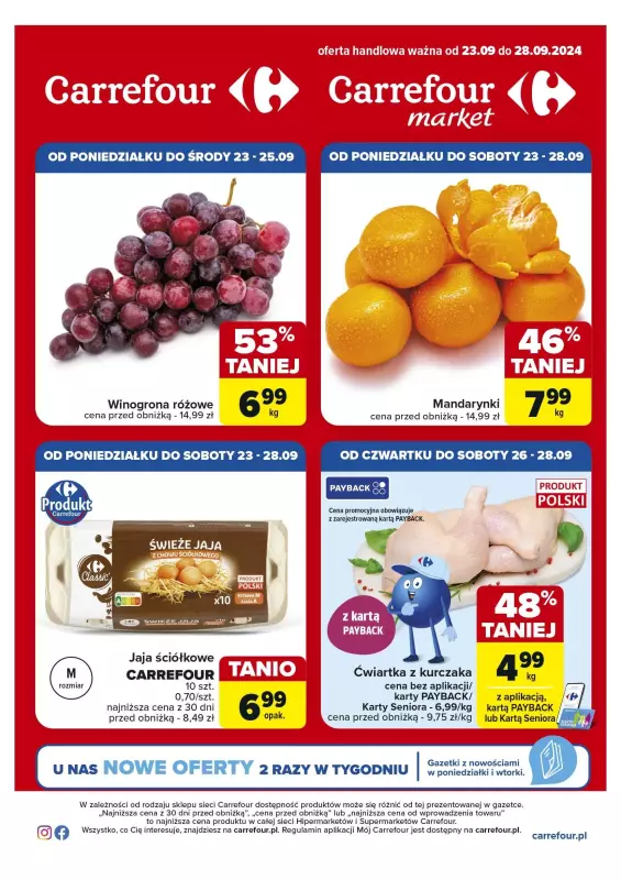 Carrefour Market - gazetka promocyjna Gazetka Superoferty tygodnia od poniedziałku 23.09 do soboty 28.09