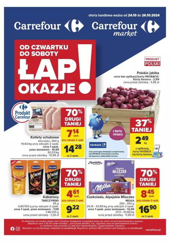 Carrefour Market - gazetka promocyjna Gazetka Łap okazje! od czwartku 24.10 do soboty 26.10