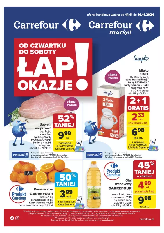 Carrefour Market - gazetka promocyjna Gazetka Łap okazje! od czwartku 14.11 do soboty 16.11