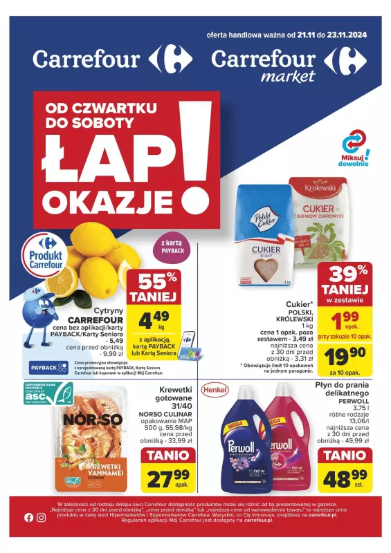 Carrefour Market - gazetka promocyjna Gazetka Łap okazje! od czwartku 21.11 do soboty 23.11