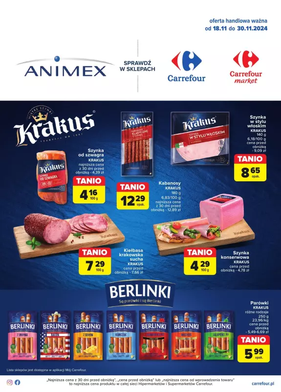 Carrefour Market - gazetka promocyjna Gazetka Dobre mięso i wędliny od poniedziałku 18.11 do soboty 30.11