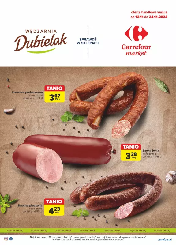 Carrefour Market - gazetka promocyjna Gazetka Wyśmienite wędliny od wtorku 19.11 do niedzieli 24.11