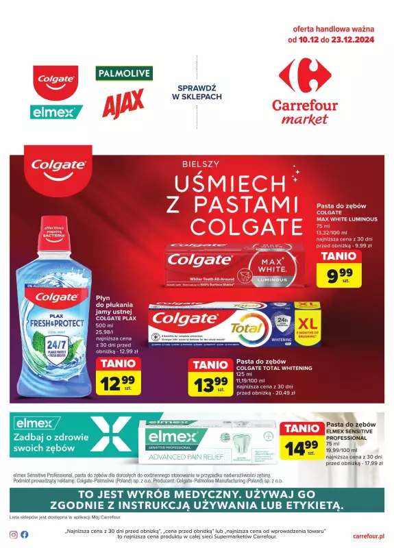 Carrefour Market - gazetka promocyjna Gazetka Bielszy uśmiech od wtorku 10.12 do poniedziałku 23.12