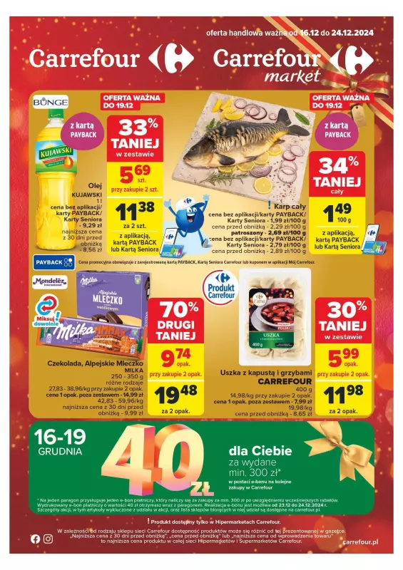 Carrefour Market - gazetka promocyjna Gazetka Carrefour Market od poniedziałku 16.12 do wtorku 24.12