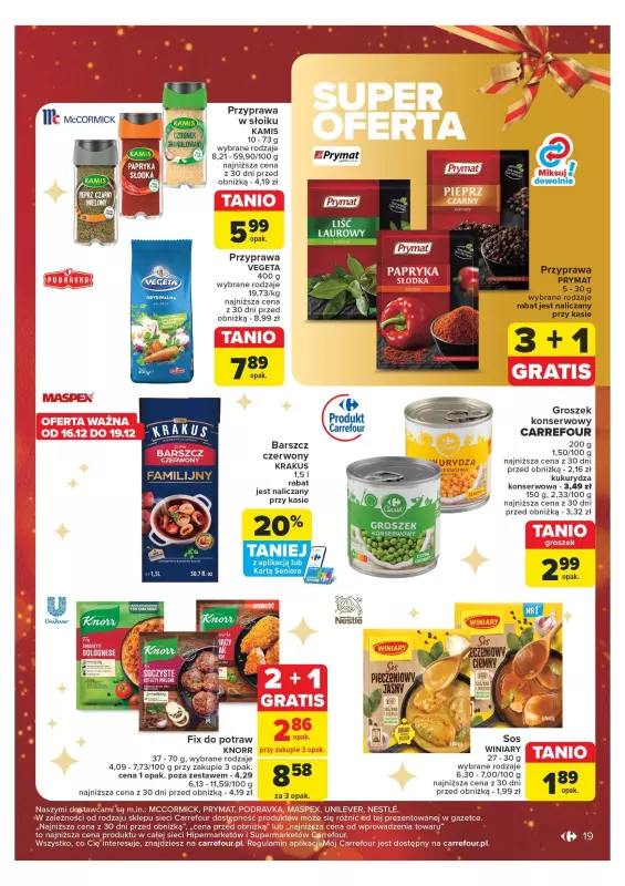 Carrefour Market - gazetka promocyjna Gazetka Carrefour Market od poniedziałku 16.12 do wtorku 24.12 - strona 19