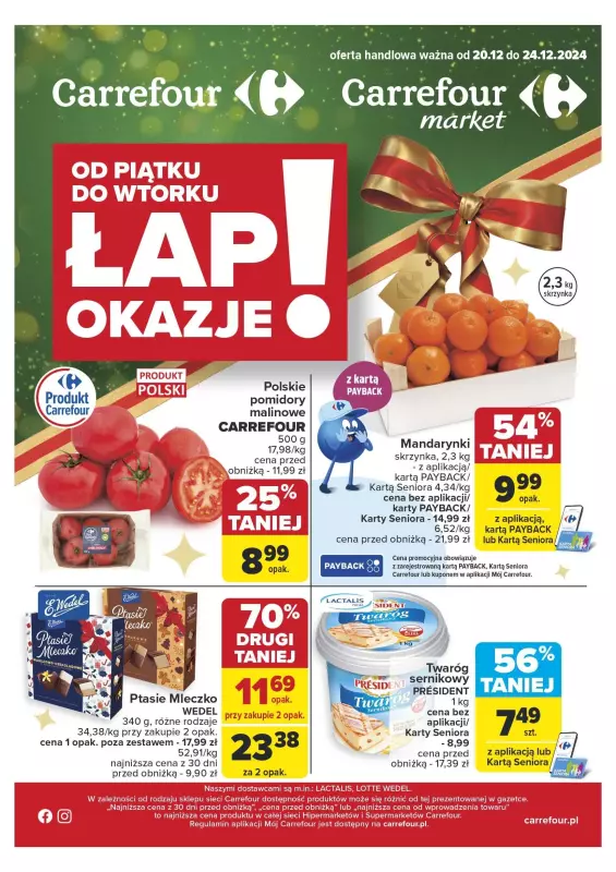 Carrefour Market - gazetka promocyjna Gazetka Łap okazje! od piątku 20.12 do wtorku 24.12