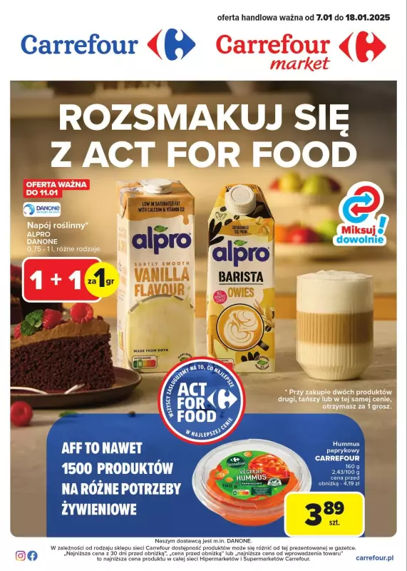 Carrefour Market - gazetka promocyjna Gazetka Act For Food od wtorku 07.01 do soboty 18.01