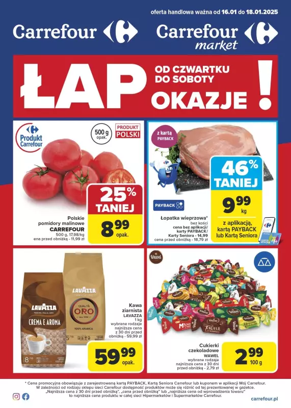 Carrefour Market - gazetka promocyjna Gazetka Łap okazje od czwartku! od czwartku 16.01 do soboty 18.01