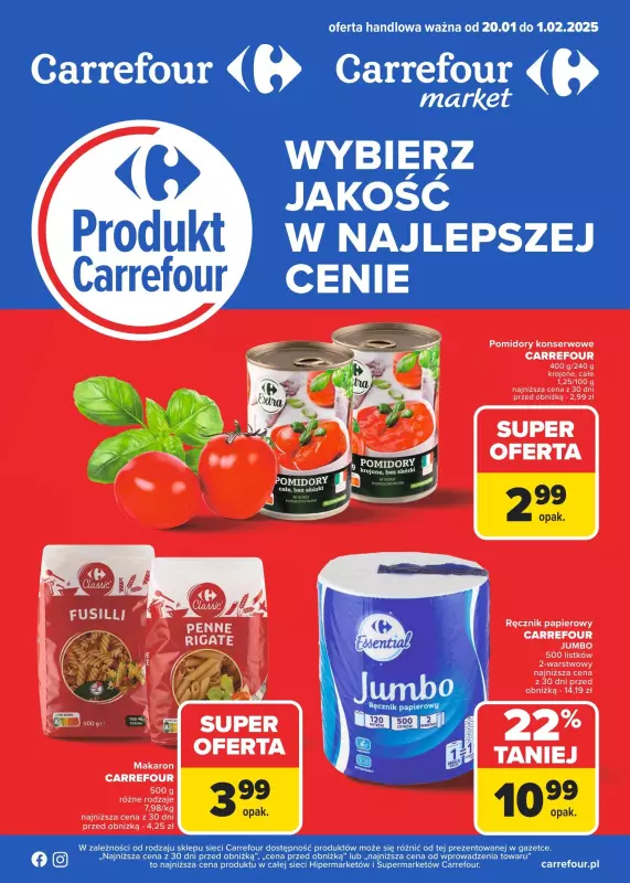 Carrefour Market - gazetka promocyjna Gazetka Marka Carrefour od poniedziałku od poniedziałku 20.01 do soboty 01.02