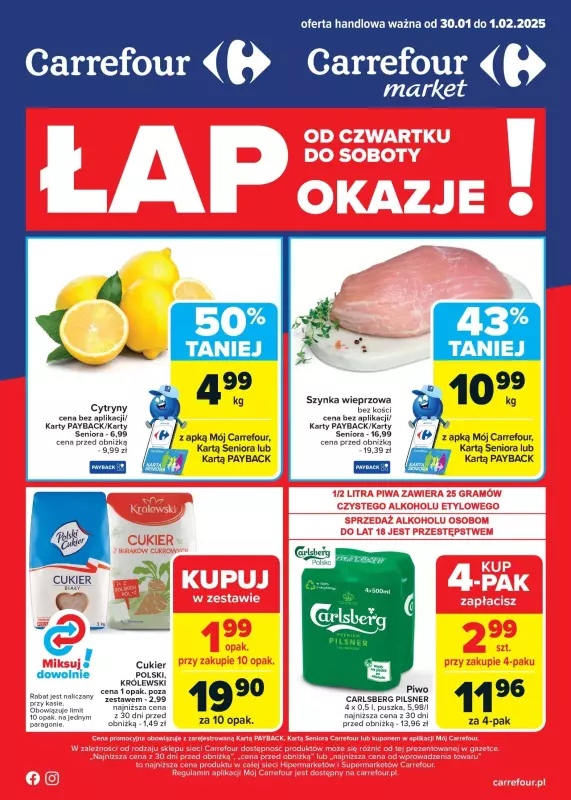 Carrefour Market - gazetka promocyjna Gazetka Łap okazje od czwartku! od czwartku 30.01 do soboty 01.02