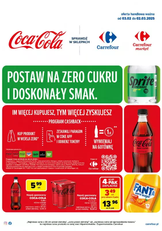 Carrefour Market - gazetka promocyjna Oferta Coca Cola od poniedziałku 03.02 do niedzieli 02.03