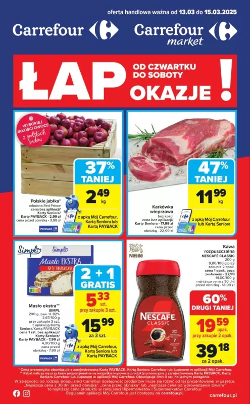 Carrefour Market - gazetka promocyjna Gazetka Łap okazje od czwartku!  do soboty 15.03