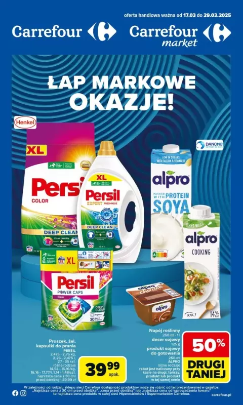 Carrefour Market - gazetka promocyjna Gazetka Łap markowe okazje od poniedziałku od poniedziałku 17.03 do soboty 29.03