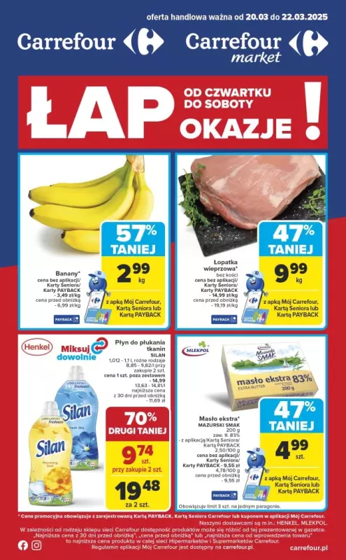 Carrefour Market - gazetka promocyjna Gazetka Łap okazje od czwartku  do soboty 22.03