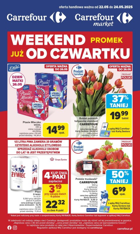 Carrefour Market - gazetka promocyjna Gazetka Weekend promek już od czwartku  do soboty 24.05