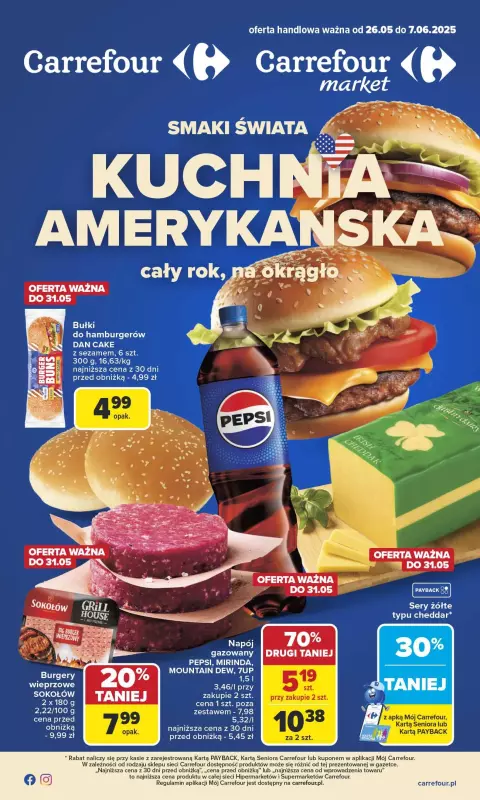Carrefour Market - gazetka promocyjna Gazetka Kuchnia Amerykańska od poniedziałku 26.05 do soboty 07.06