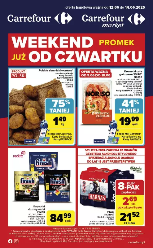 Carrefour Market - gazetka promocyjna Gazetka Weekend promek już od czwartku od czwartku 12.06 do soboty 14.06