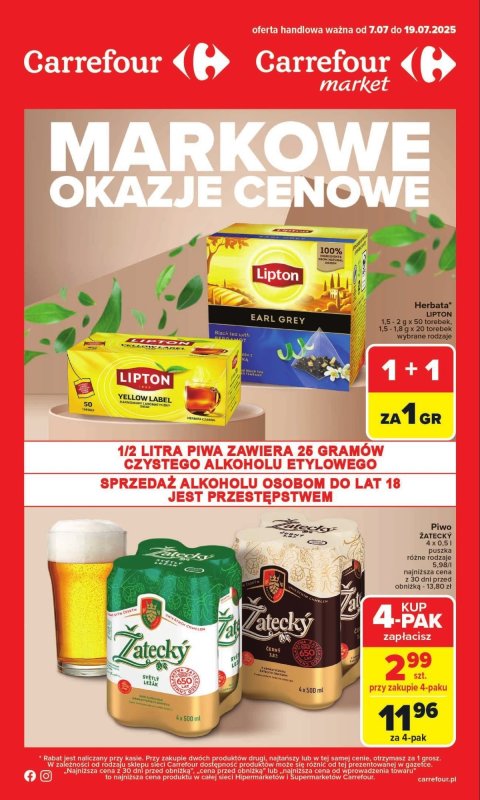Carrefour Market - gazetka promocyjna Gazetka Markowe okazje od poniedziałku 07.07 do soboty 19.07