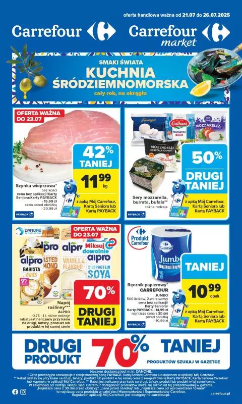 Carrefour Market - gazetka promocyjna Gazetka Carrefour Market od poniedziałku od poniedziałku 21.07 do soboty 26.07