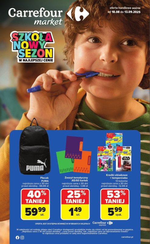 Carrefour Market - gazetka promocyjna Gazetka Market Szkoła nowy sezon  do soboty 13.09