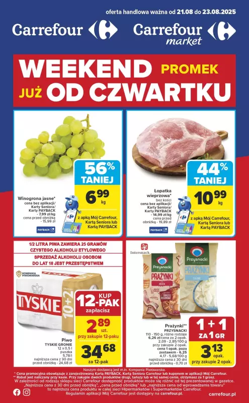 Carrefour Market - gazetka promocyjna Gazetka Weekend promek już od czwartku od czwartku 21.08 do soboty 23.08