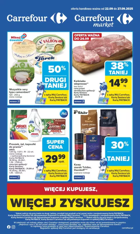 Carrefour Market - gazetka promocyjna Gazetka Carrefour Market od poniedziałku od poniedziałku 22.09 do soboty 27.09