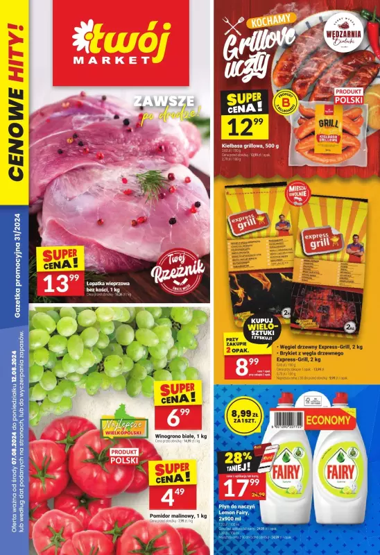 Twój Market - gazetka promocyjna Gazetka od środy 07.08 do poniedziałku 12.08