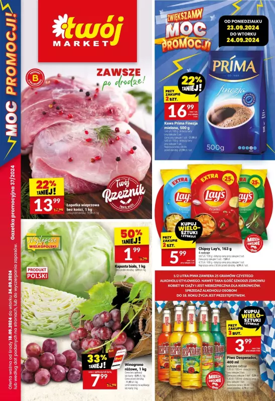 Twój Market - gazetka promocyjna Gazetka od środy 18.09 do wtorku 24.09