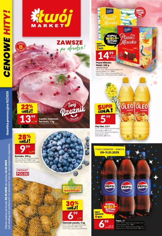 Twój Market - gazetka promocyjna Gazetka od środy 08.01 do wtorku 14.01