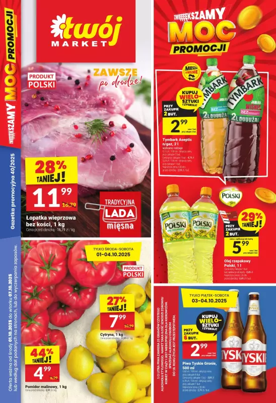 Twój Market - gazetka promocyjna Gazetka od środy 01.10 do wtorku 07.10