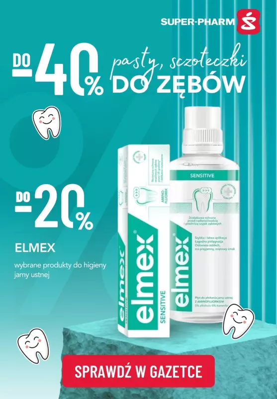 Super-Pharm - gazetka promocyjna Do -40% pasty, szczoteczki do zębów od czwartku 01.08 do piątku 09.08