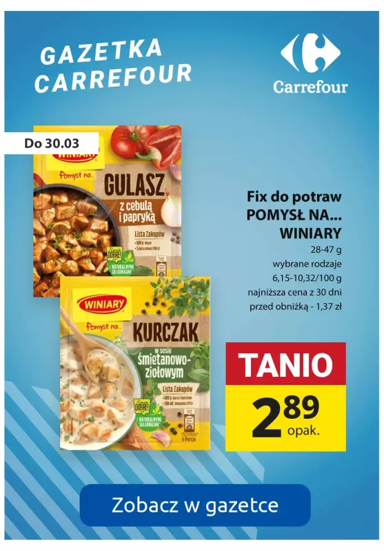 Carrefour - gazetka promocyjna Fixy i dania gotowe już od 2,89 zł od poniedziałku 25.03 do soboty 30.03 - strona 3