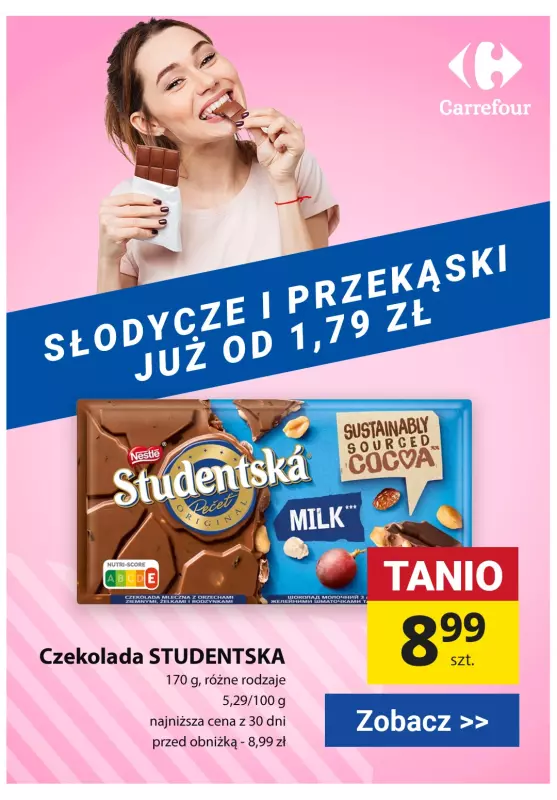 Carrefour - gazetka promocyjna Słodycze i przekąski już od 1,79 zł od poniedziałku 22.04 do niedzieli 28.04