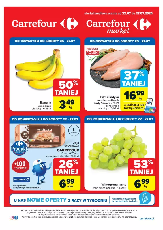 Carrefour - gazetka promocyjna Gazetka Superoferty tygodnia od poniedziałku 22.07 do soboty 27.07