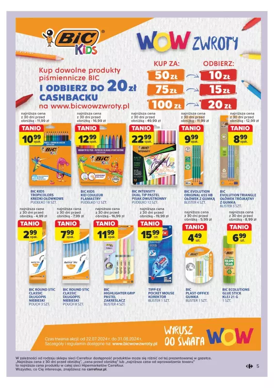 Carrefour - gazetka promocyjna Gazetka na nowo w szkole od wtorku 20.08 do soboty 14.09 - strona 5