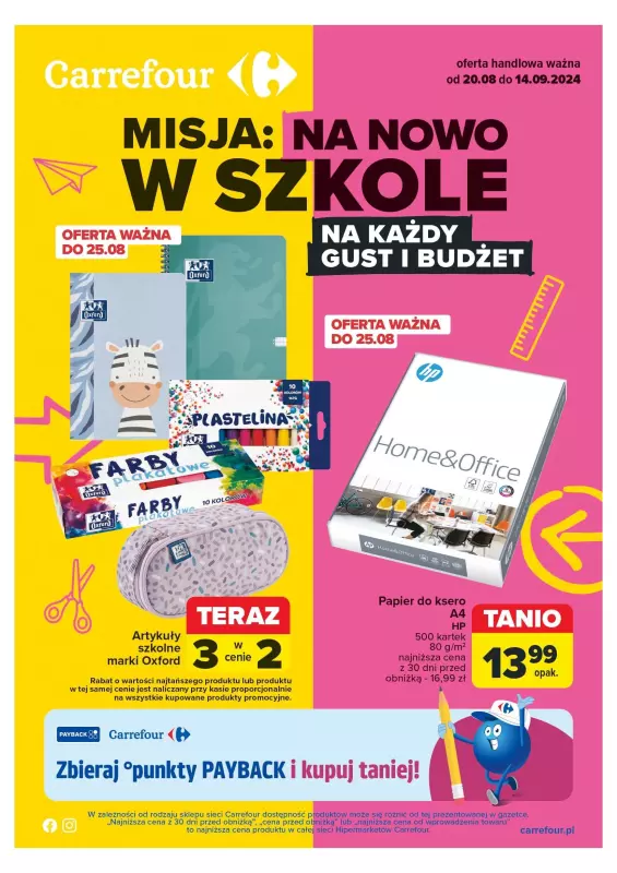 Carrefour - gazetka promocyjna Gazetka na nowo w szkole od wtorku 20.08 do soboty 14.09