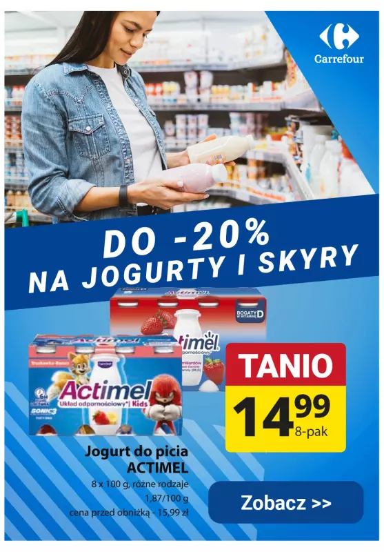 Carrefour - gazetka promocyjna Do - 20% na jogurty i skyry od czwartku 29.08 do soboty 31.08