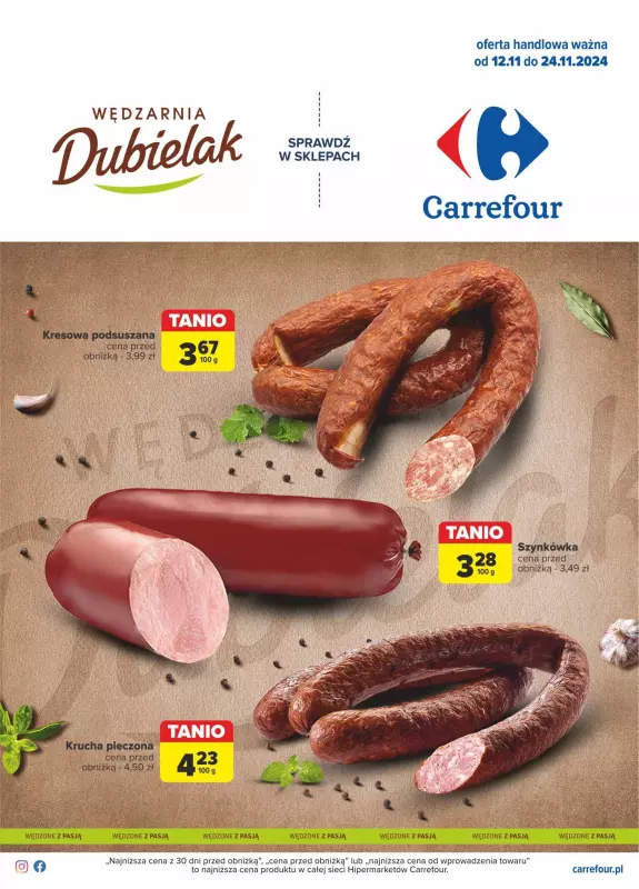 Carrefour - gazetka promocyjna Gazetka Wyśmienite wędliny od wtorku 19.11 do niedzieli 24.11