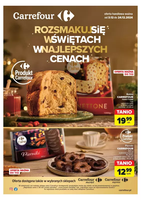 Carrefour - gazetka promocyjna Gazetka Rozsmakuj się w  Świętach w najlepszych cenach od wtorku 03.12 do wtorku 24.12