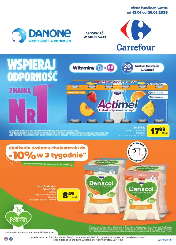 Carrefour - gazetka promocyjna Gazetka Wspieraj odporność od poniedziałku 13.01 do niedzieli 26.01