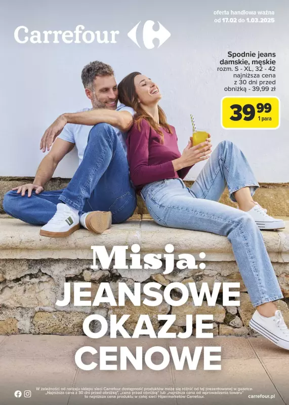 Carrefour - gazetka promocyjna Gazetka Jeansowe okazje cenowe od poniedziałku 17.02 do soboty 01.03