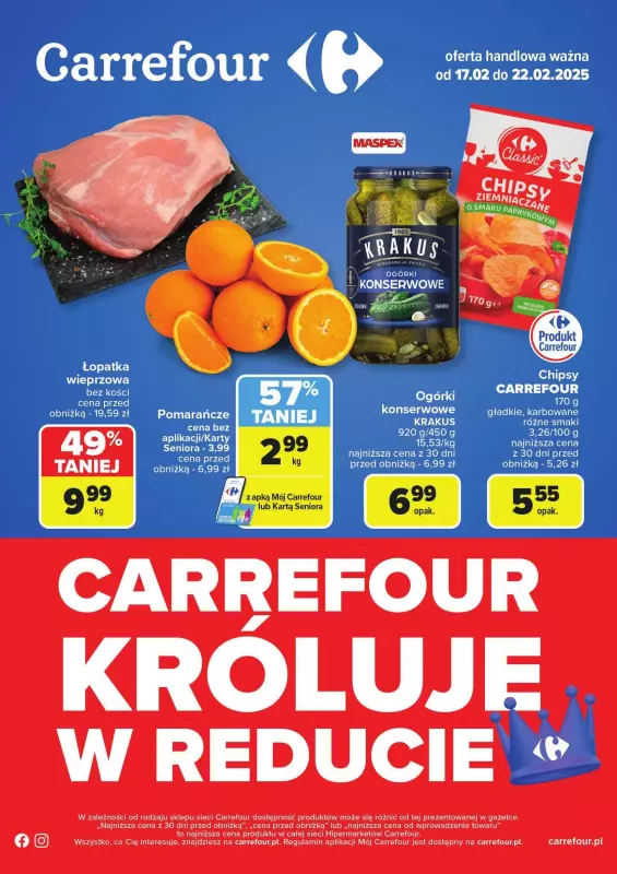 Carrefour - gazetka promocyjna Gazetka Carrefour króluje w Reducie od poniedziałku 17.02 do soboty 22.02