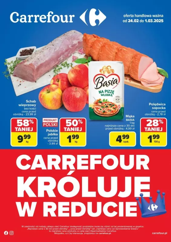 Carrefour - gazetka promocyjna Gazetka Carrefour króluje w Reducie od poniedziałku 24.02 do soboty 01.03