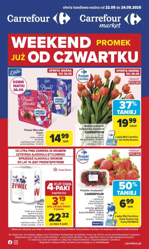 Carrefour - gazetka promocyjna Gazetka Weekend promek już od czwartku od czwartku 22.05 do soboty 24.05